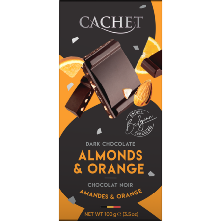 Cachet Dark Chocolate 57% - Almonds & Orange | Artikelnummer: CA21421