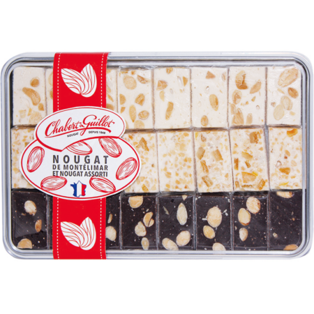 Geschenkdose Nougat de Montélimar, Nougat Chocolat, Nougat Orange-Cognac | Artikelnummer: CG40104570
